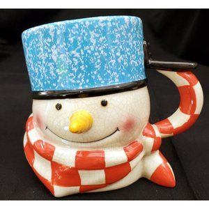 Hallmark PERCY jumbo COFFEE CUP MUG Mitford snowman with pot on head Jan Karon